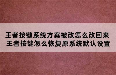 王者按键系统方案被改怎么改回来 王者按键怎么恢复原系统默认设置